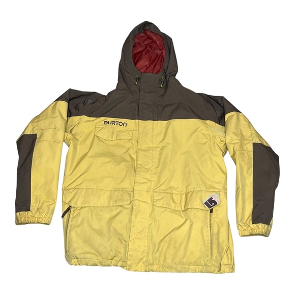 Burton Other - Burton Snowboard Jacket Mens XL Yellow Brown Colorblock Insulated Hooded Vintage